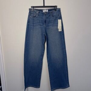 NWT NO BOUNDARIES Womens Rhinestone Bling Wide Leg Jeans Medium Wash Size XS
